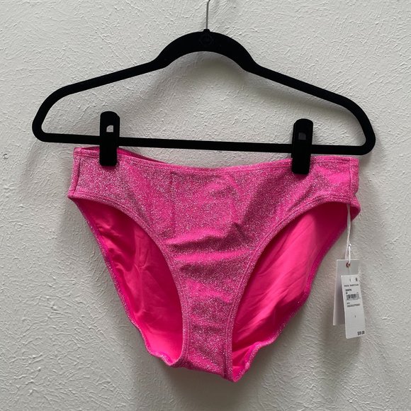 Good American Sparkle Bikini Bottom in Knockout Pink - Picture 2 of 5